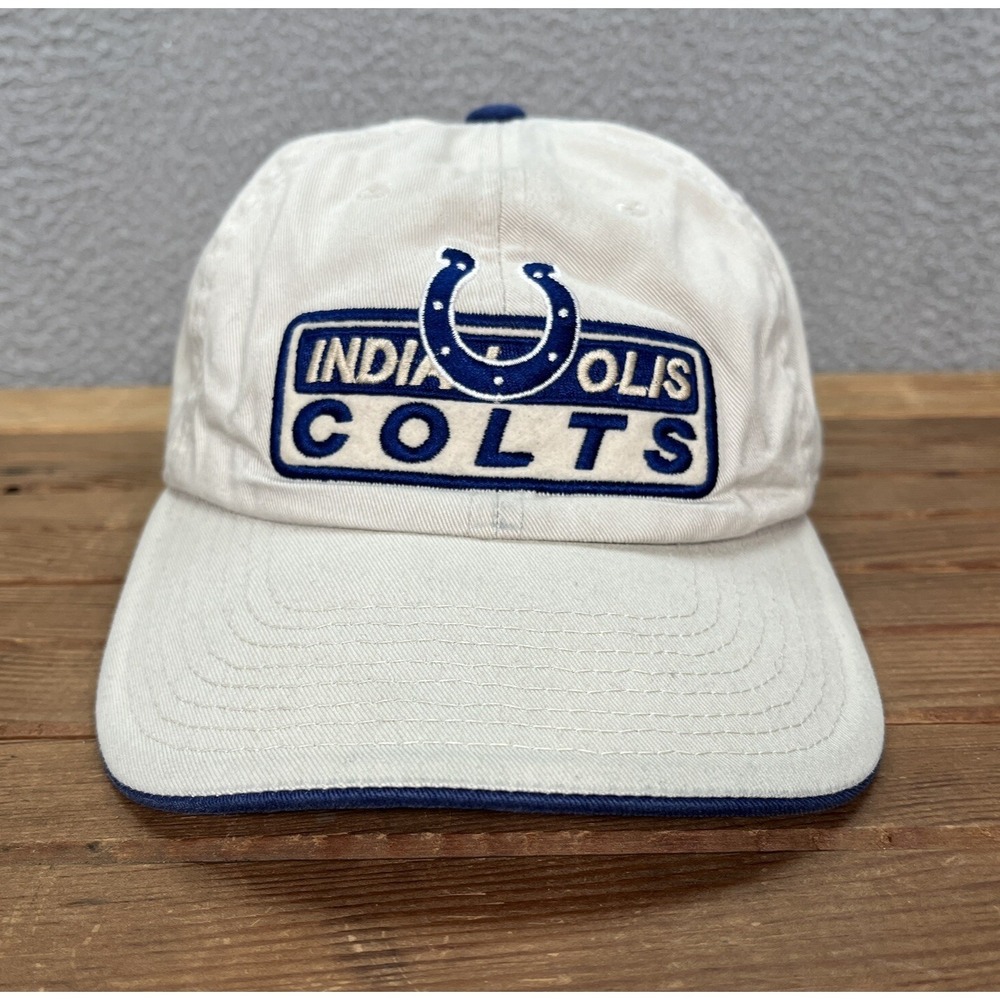 Indianapolis Colts Hat Adult Tan Blue Strap Back Dad Cap‎ NFL Football AFC South
